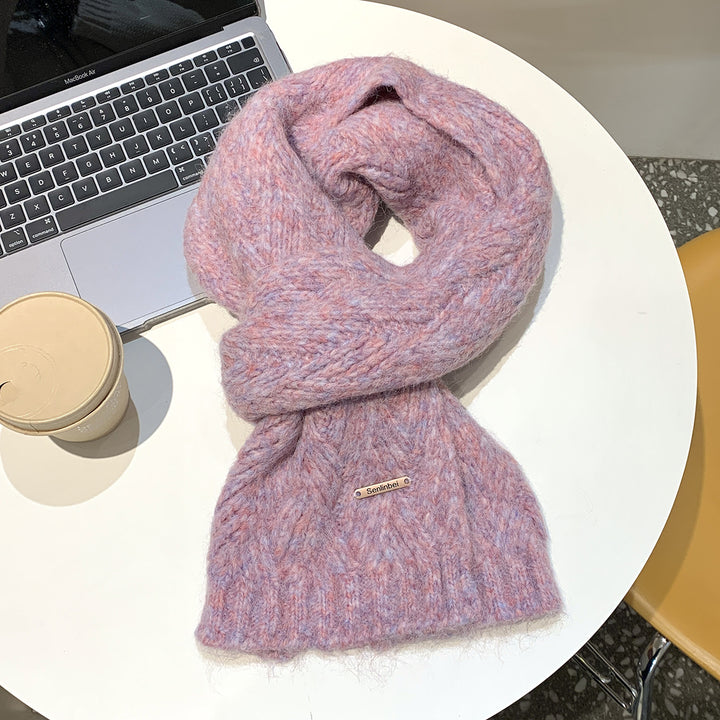 Alpaca wool knitted scarf, warm and soft, 24x165 cm