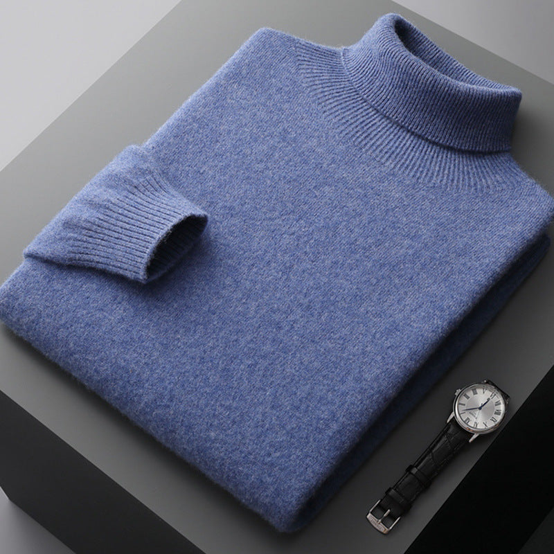 Men's wool pullover, roll neck, 350g, warm