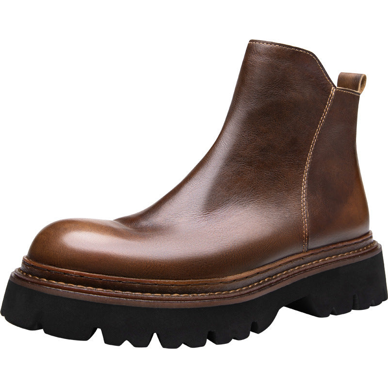 Men's Chelsea boots made of cowhide leather, with zipper