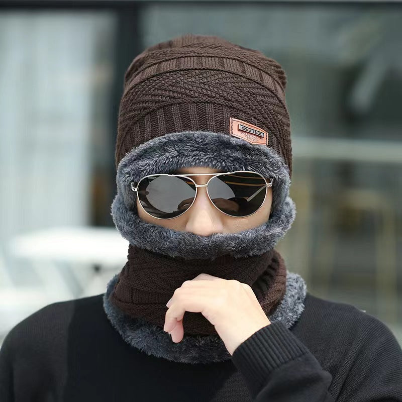 Knitted beanie and scarf set, lined, winter