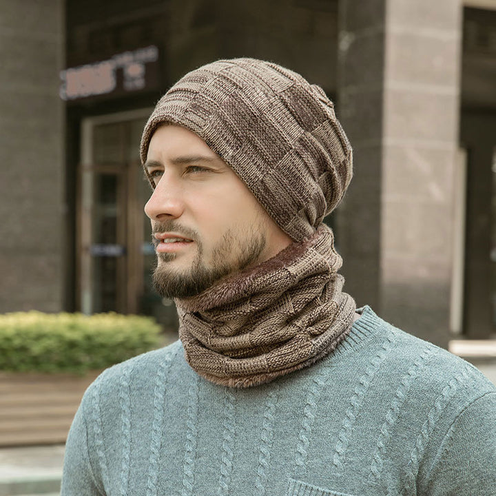 Winter knitted hat and scarf set, lined, 9507