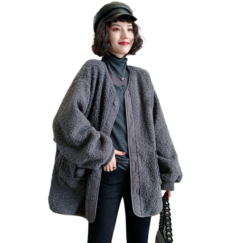 Lamb fleece coat, Oversized, Winter