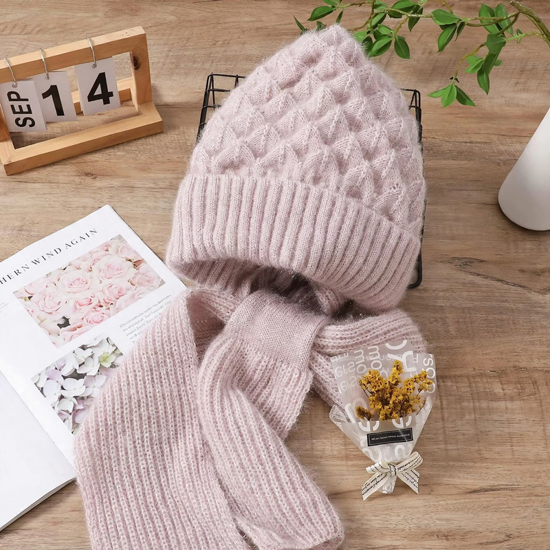 Knitted hat and scarf set