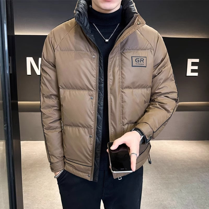 Solid color men's down jacket, lined