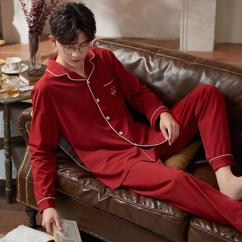 Pair pajama set made of cotton, festive design
