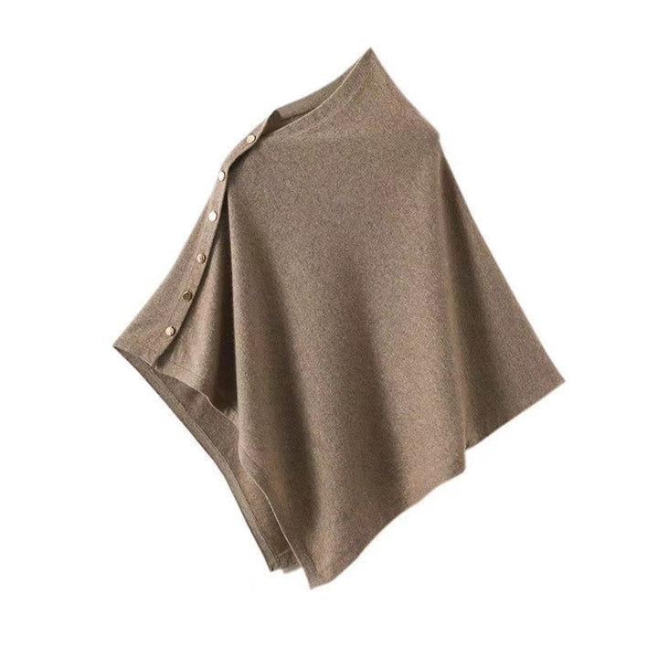 Merino wool poncho with gold button
