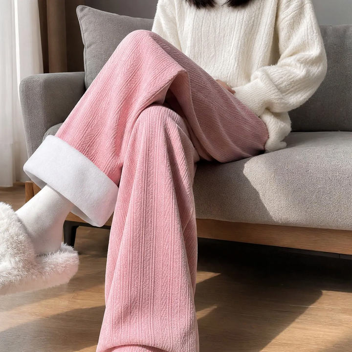 Women's corduroy pants, wide cut