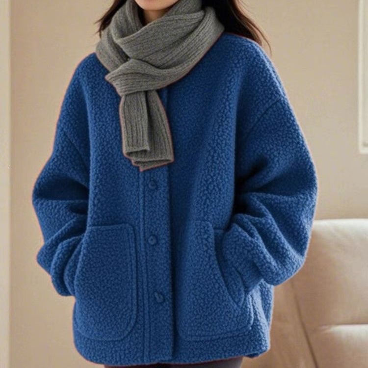 Lambswool Coat for Women, Loose Fit