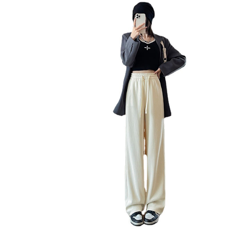 Lined cord wide pants with drawstring
