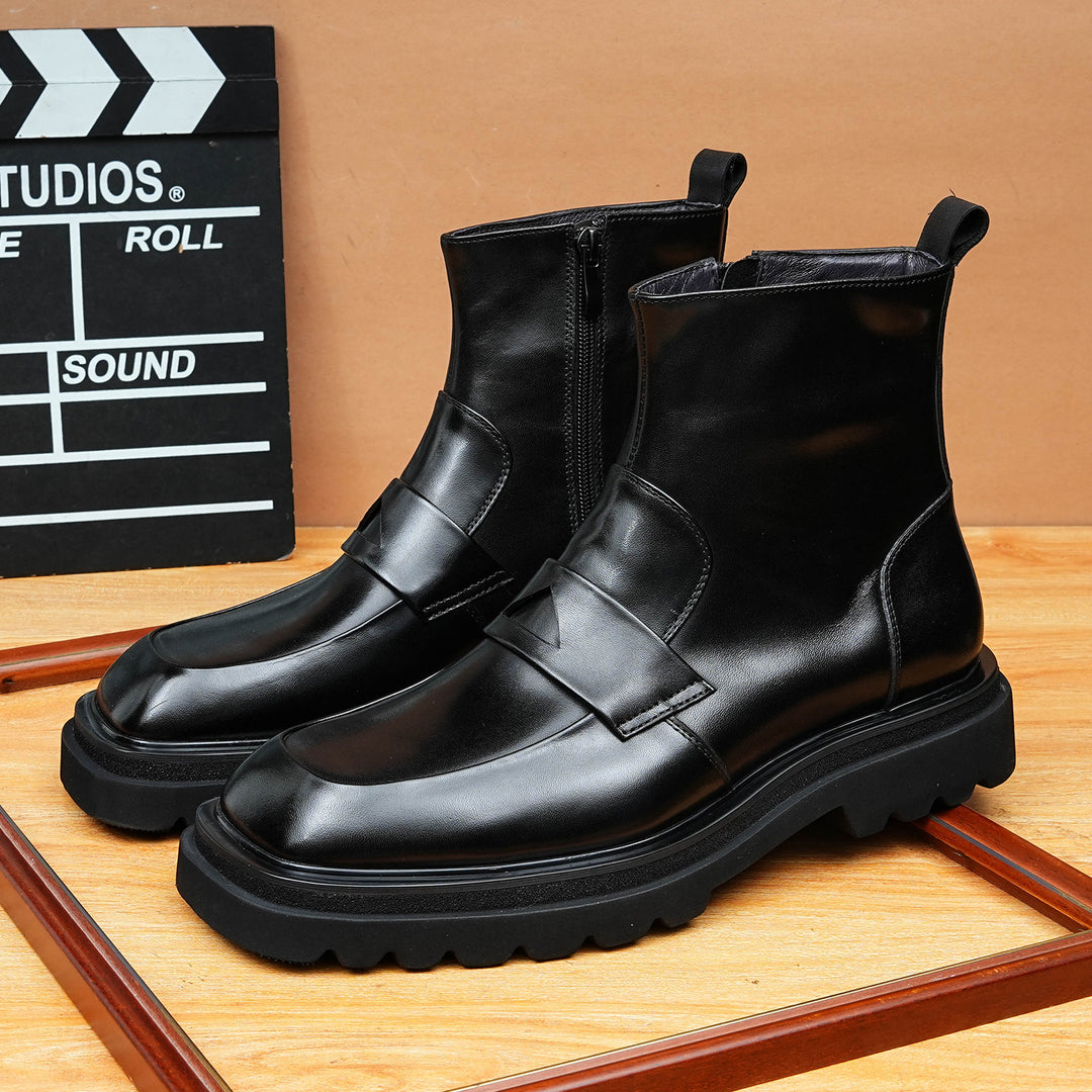 Men's leather Chelsea boots, breathable