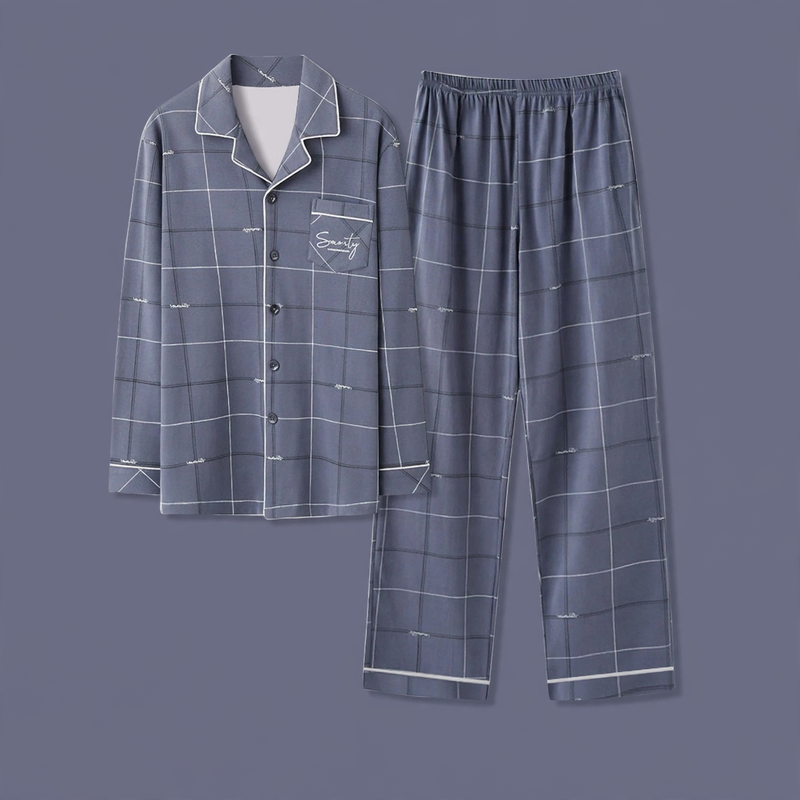 Men's pajamas made of 100% cotton, long-sleeved