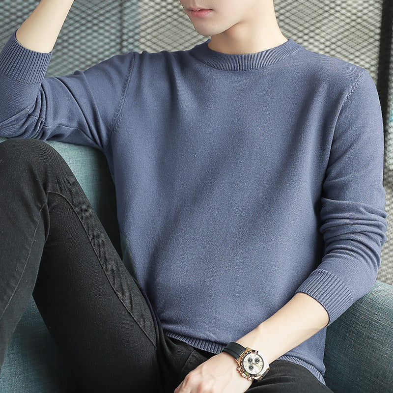 Men's knitted sweater with stand-up collar
