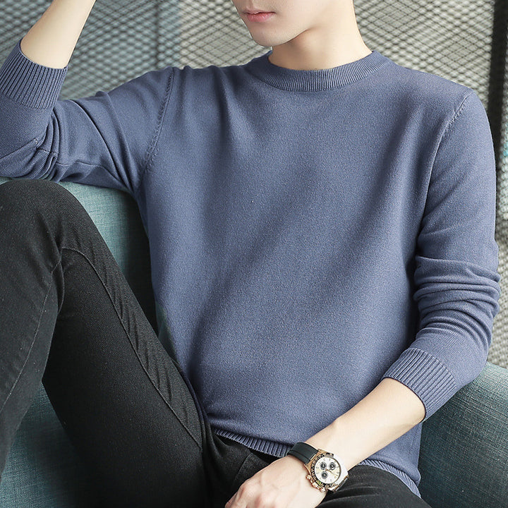 Men's knitted sweater with stand-up collar