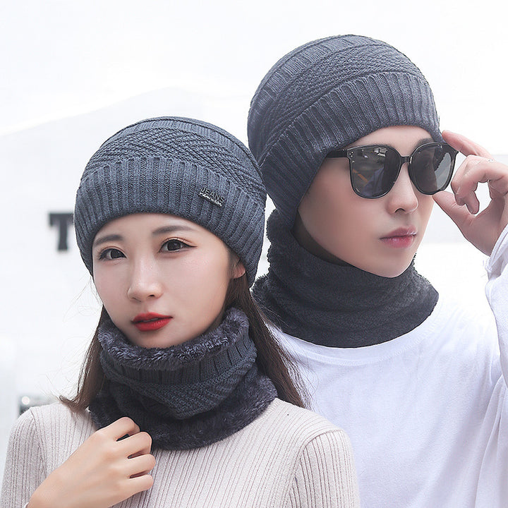 Knit hat and scarf set, lined