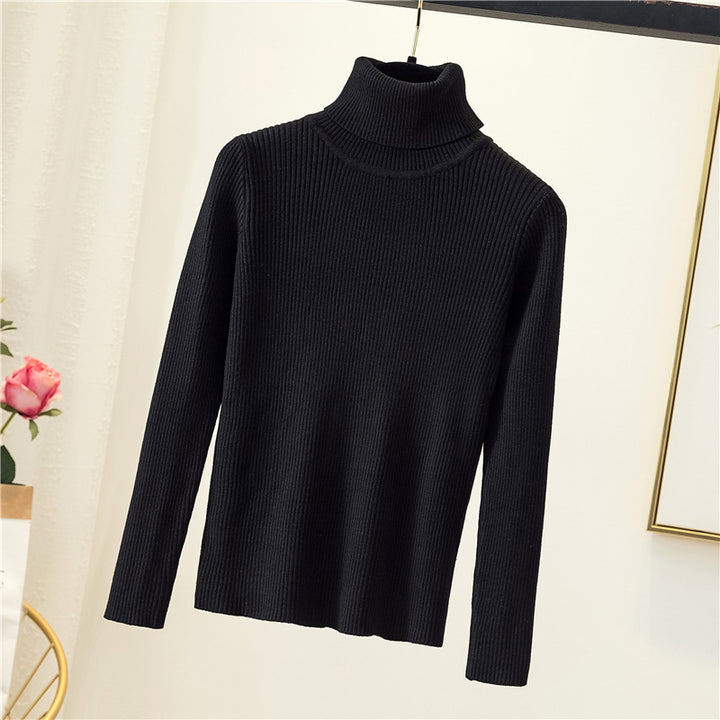 Women's turtleneck sweater, slim fit, solid color