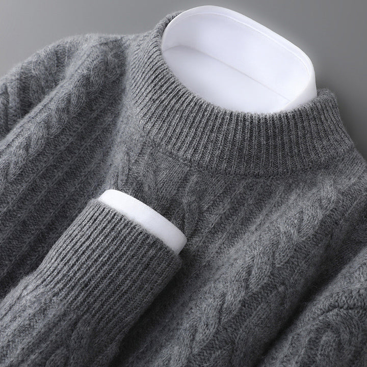Men's Wool Sweater, 100% Wool, Stand Collar, Loose