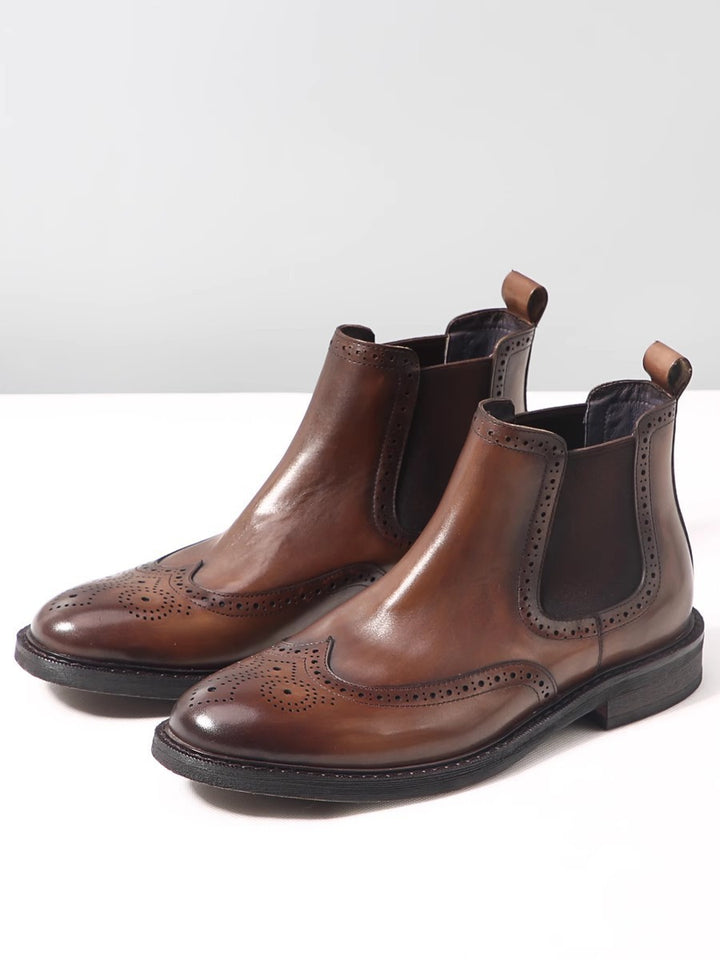 Men's Chelsea boots made of genuine leather with platform