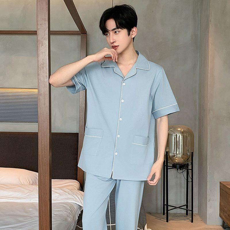 Men's pajama set made of cotton, simple design