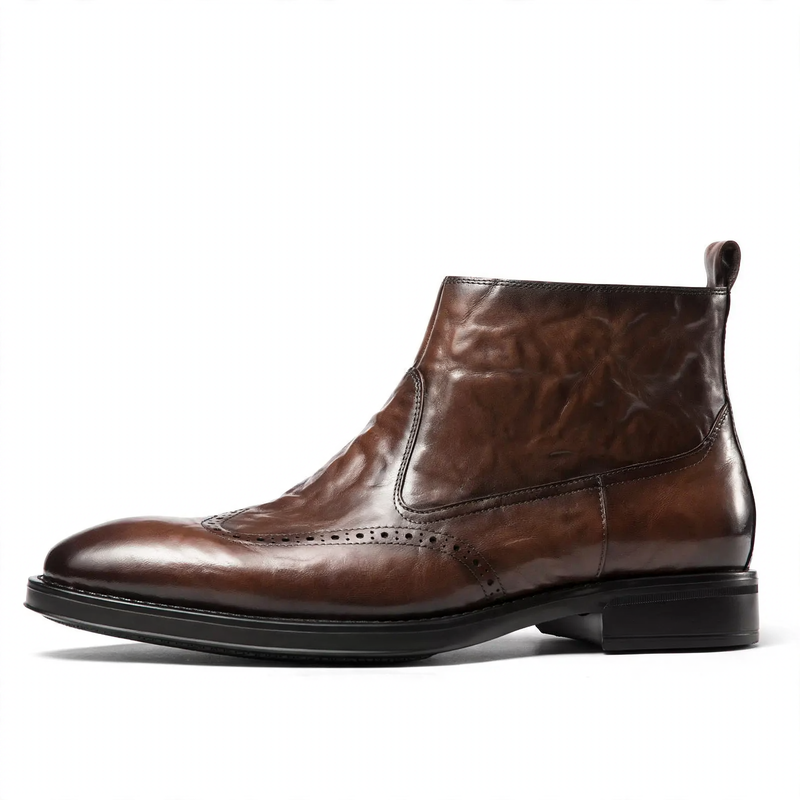 Men's leather boots, business-casual, lined