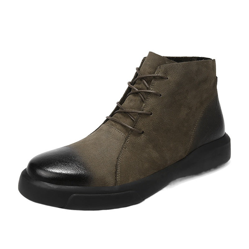 Men's leather ankle boots, sturdy