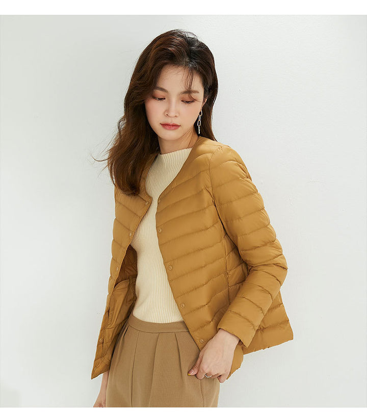 Light women's down jacket, versatile to wear, white duck down