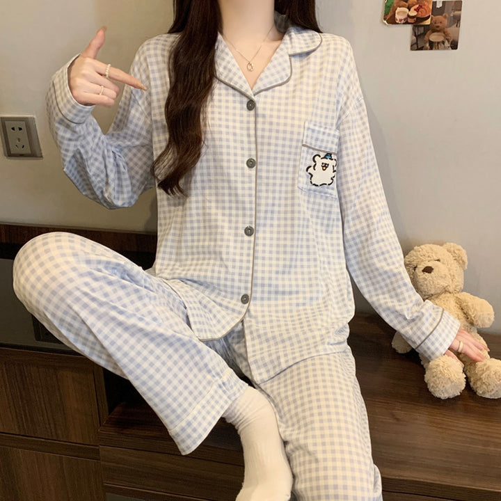 Women's Pajama Set, long-sleeved with heart pattern