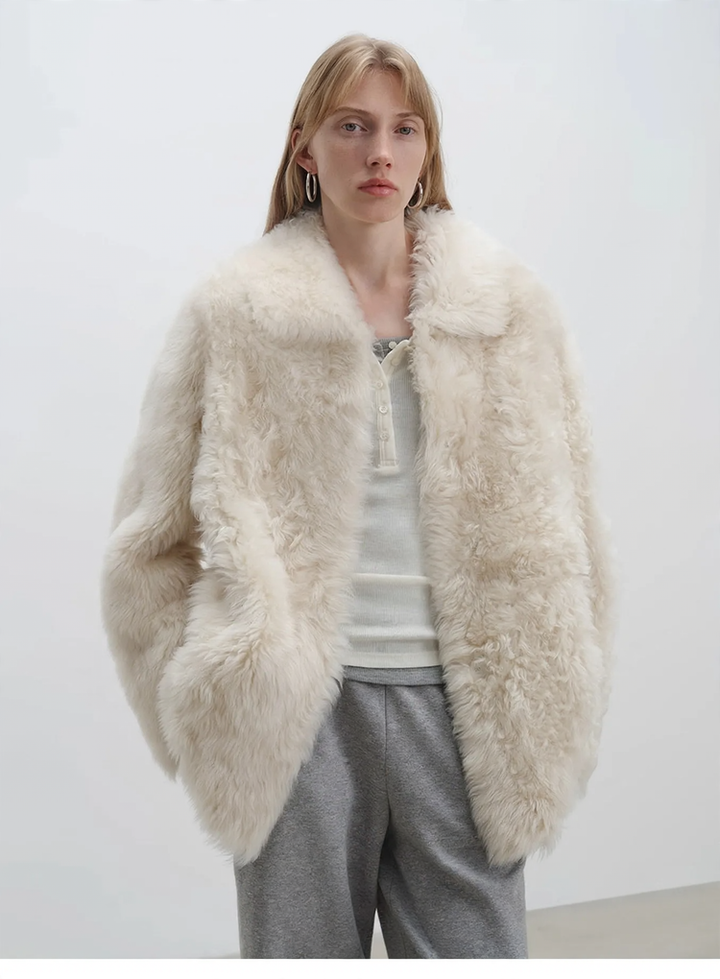 Women's coat made of lambskin imitation in Toscano look