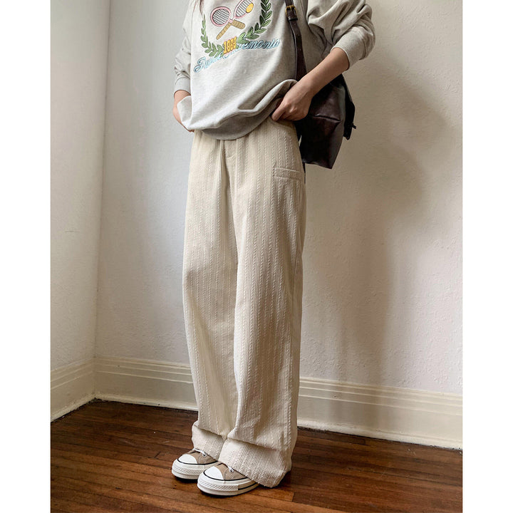 Ladies' corduroy pants with texture, wide cut