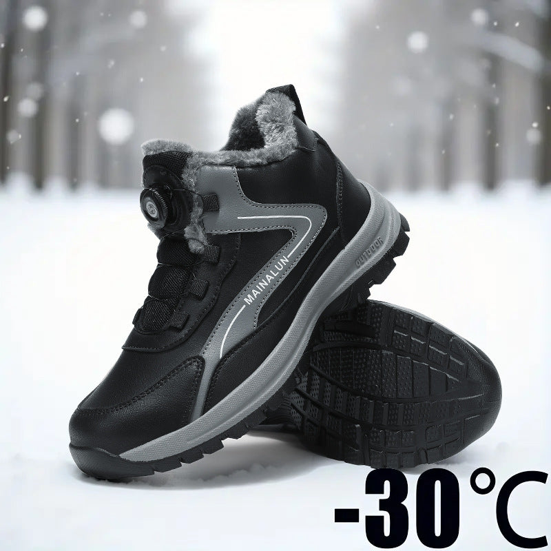 Padded men's winter boots, slip-resistant and warm