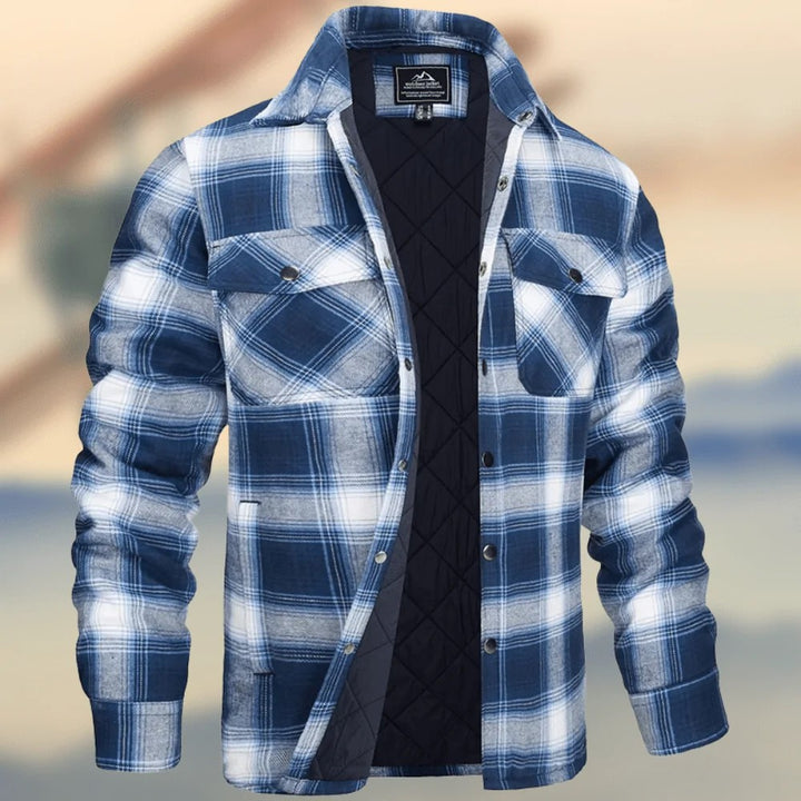 Men's hooded jacket, checked, padded