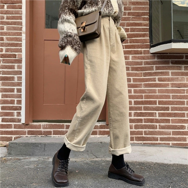 Suit-style Cord Pants, wide cut