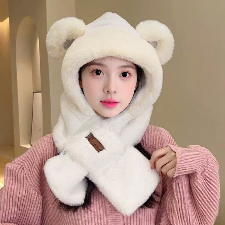 Cozy hooded hat with integrated scarf