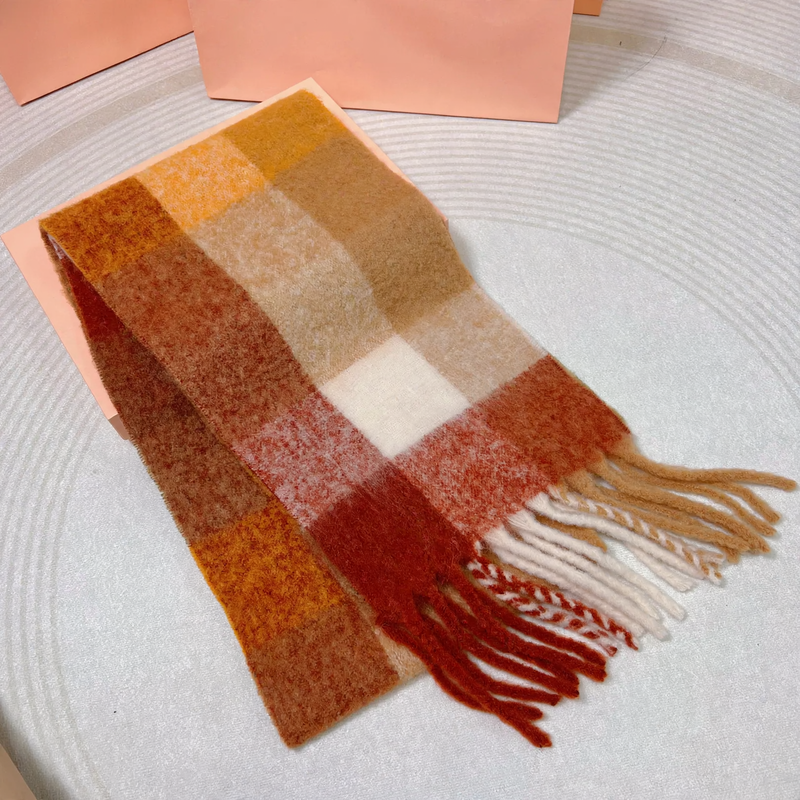 Long Rainbow Scarf made of Mohair-Wool Blend