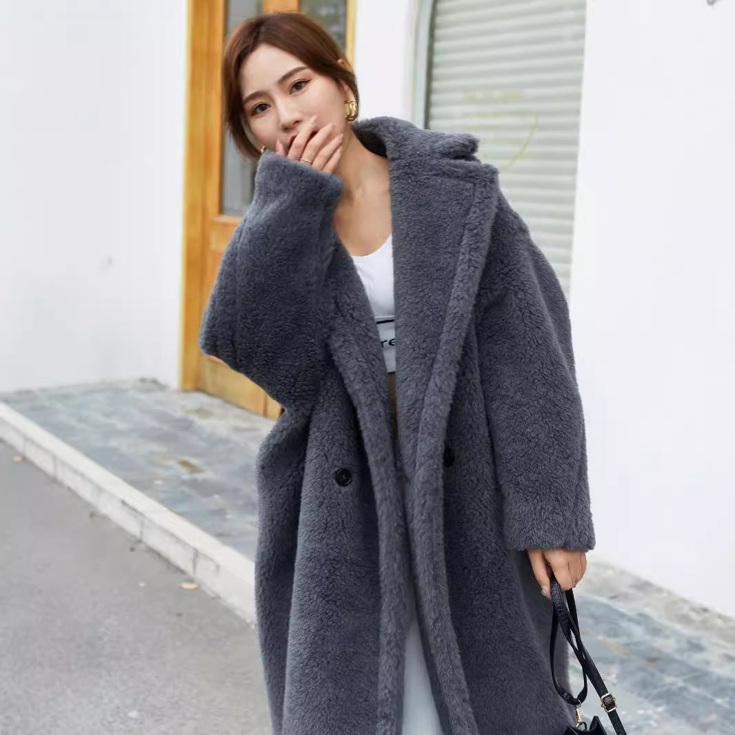Teddy-Coat, mid-length, Color: Deep Grey