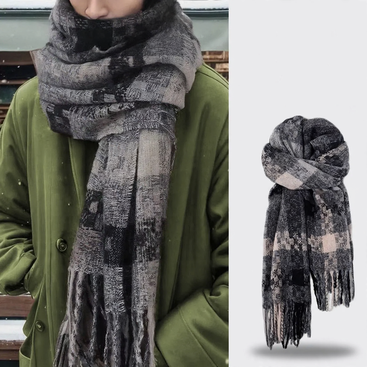 Classic checkered scarf, 200 cm, warming