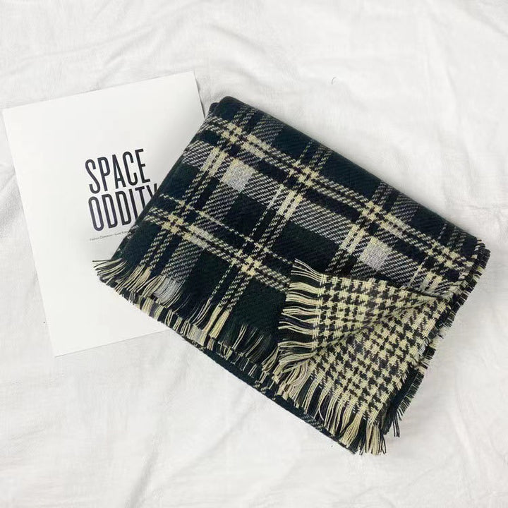 Double-sided checkered scarf, 55x190 cm