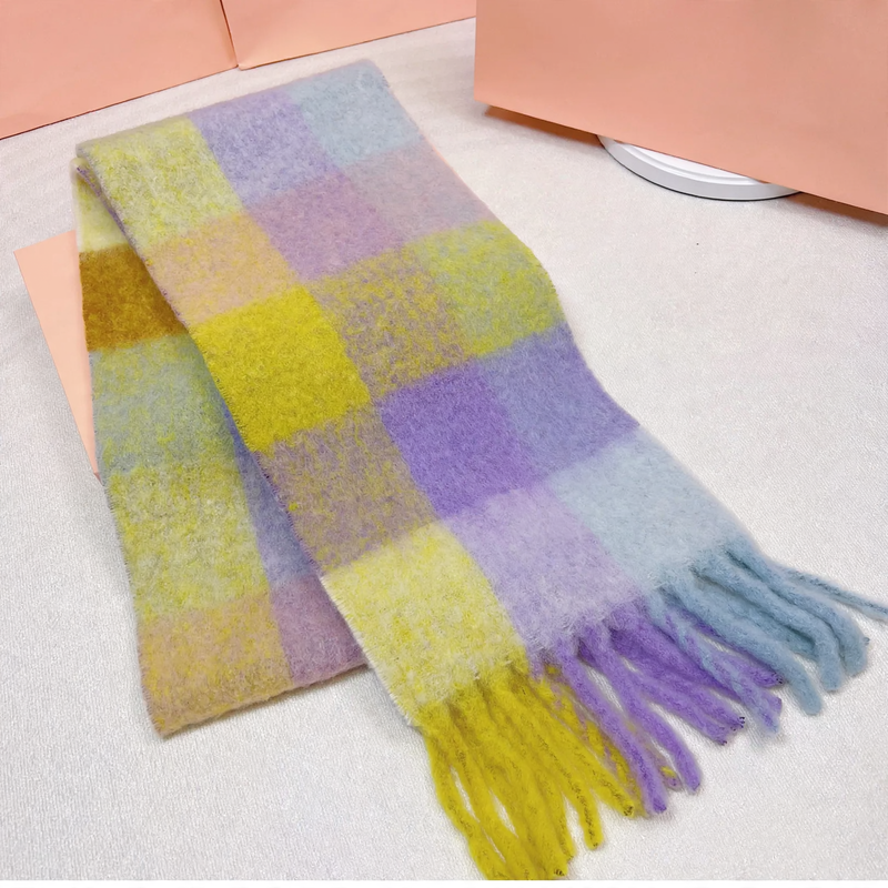 Long Rainbow Scarf made of Mohair-Wool Blend