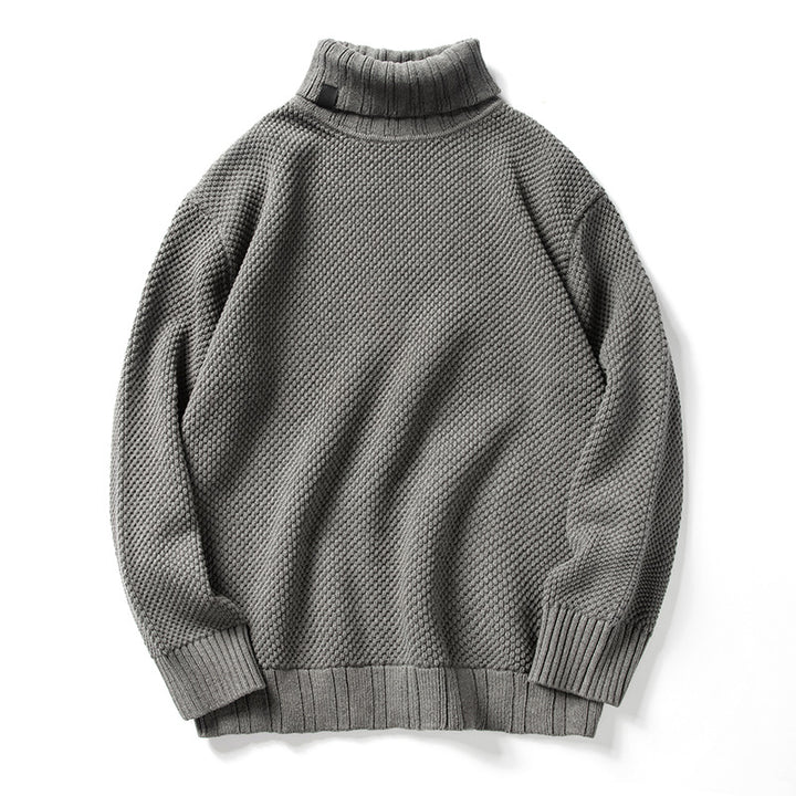 Men's knitted sweater with roll neck in retro style