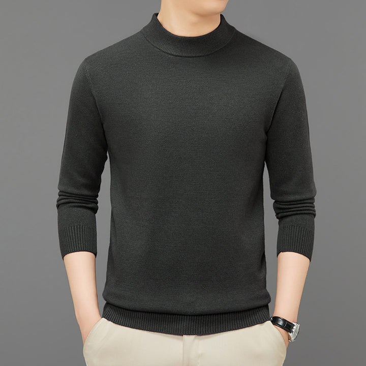 Men's knitted sweater with stand-up collar