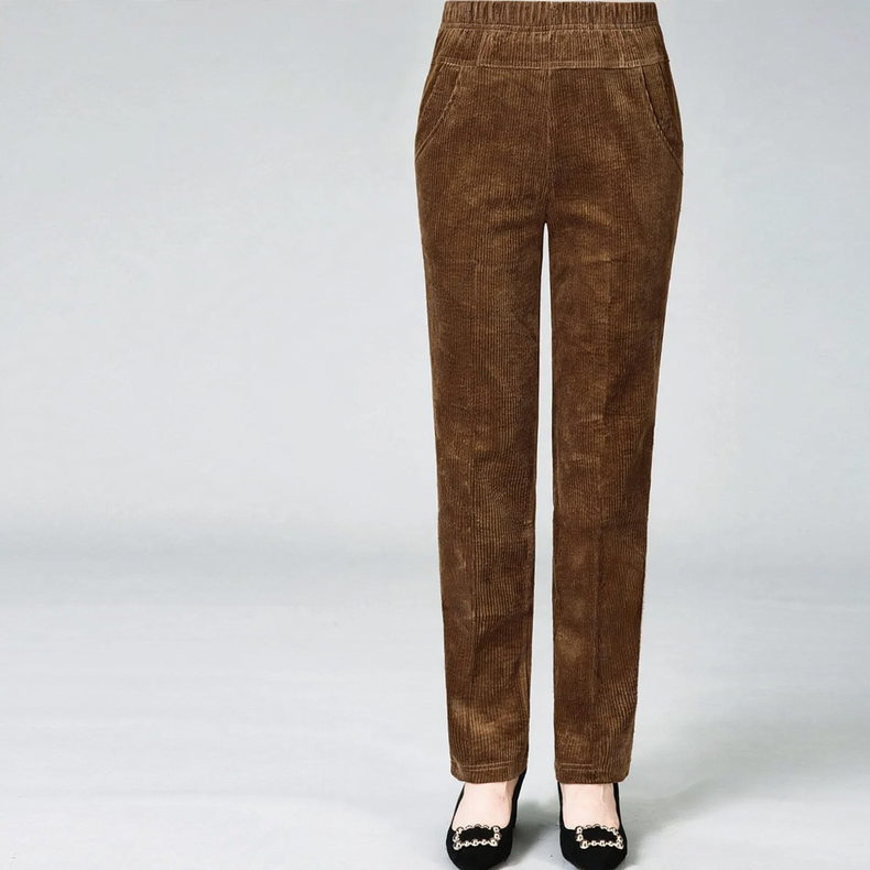 Fleece-lined cord harem pants with lamb fleece