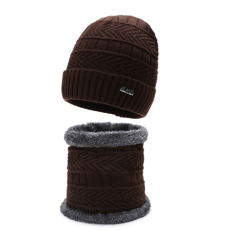 Winter knit cap with neck protection, 2-piece set