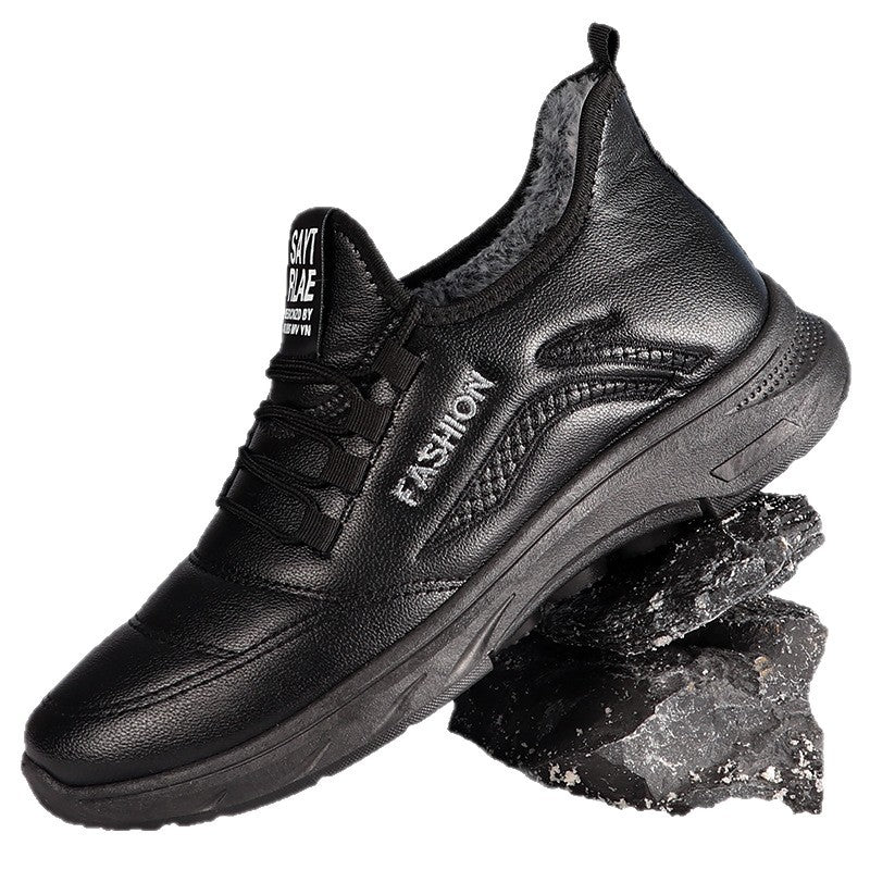 Warm men's winter boots with synthetic fur lining