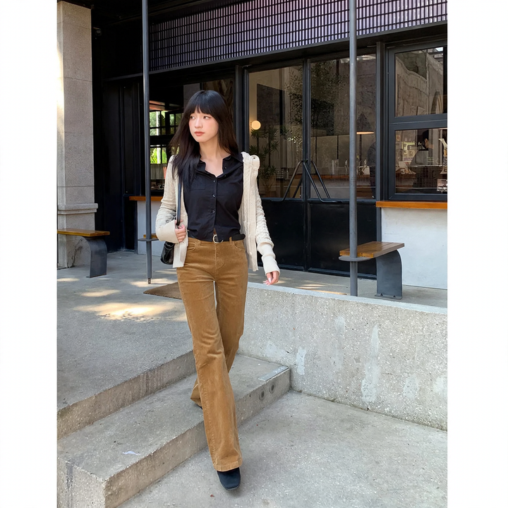 Women's corduroy pants with flared leg