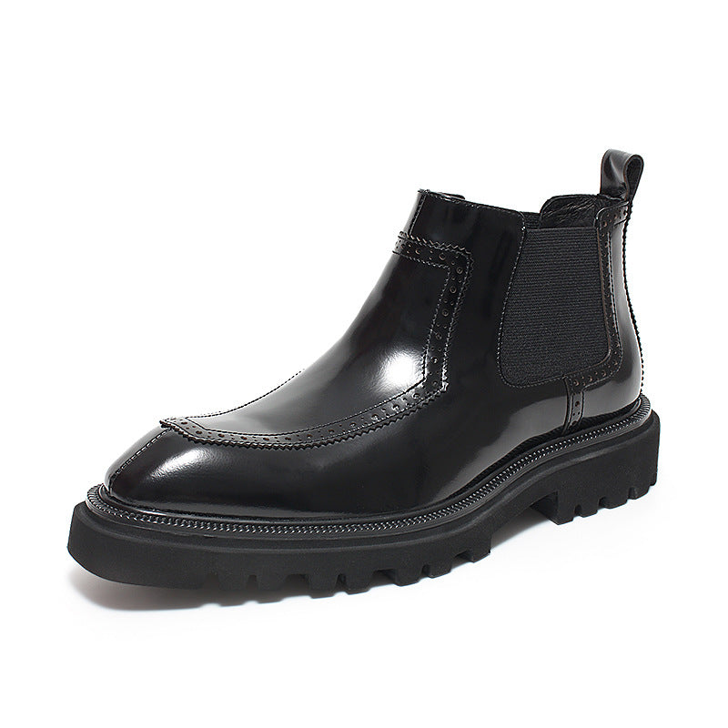 Men's Chelsea Boots made of Genuine Leather, Platform, British Style