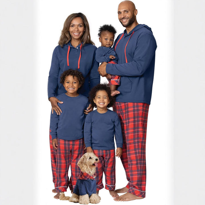 Christmas Pajama Set with Checkered Pattern for Families