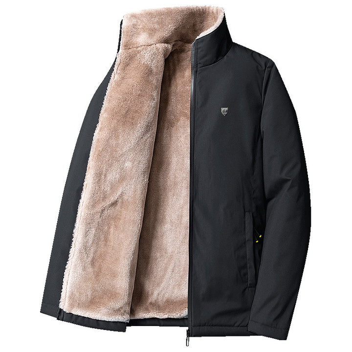 Padded men's winter jacket with stand-up collar