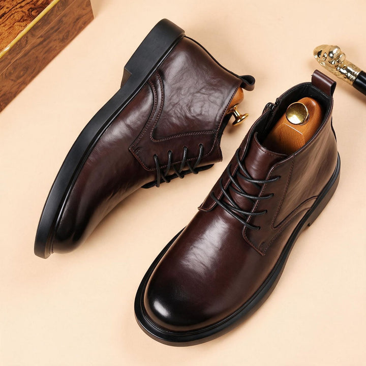 Men's leather boots, insulated, slip-resistant