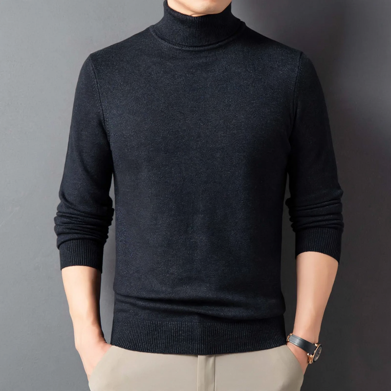 Men's turtleneck sweater, slim fit, knitted