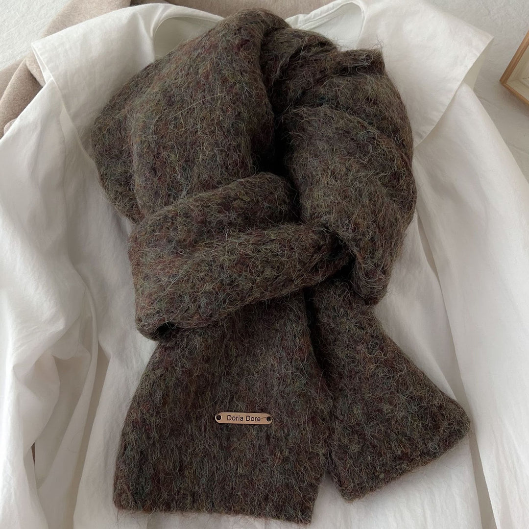 Alpaca wool knitted scarf, warm and soft, 24x165 cm