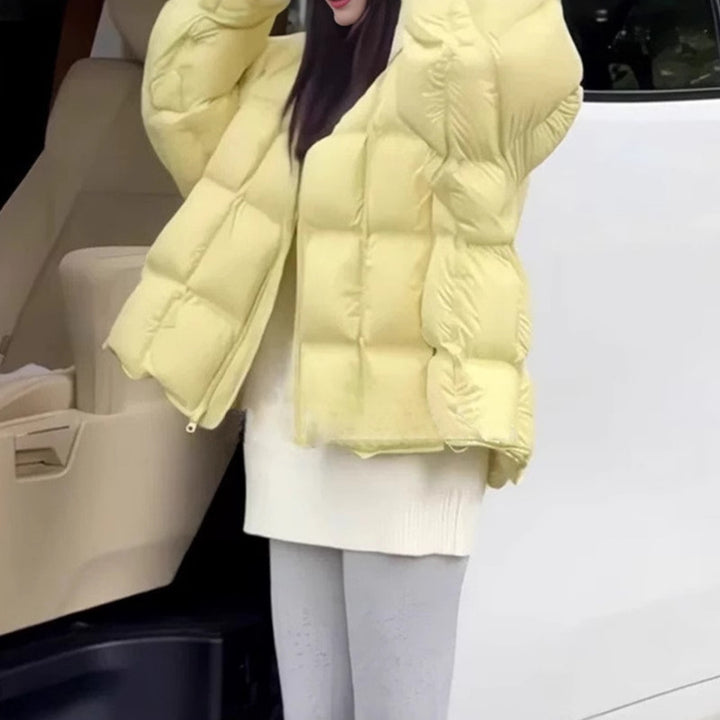 Short women's down jacket in modern style